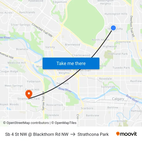 Sb 4 St NW @ Blackthorn Rd NW to Strathcona Park map