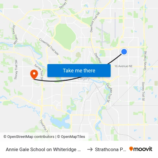 Annie Gale School on Whiteridge Wy NE to Strathcona Park map