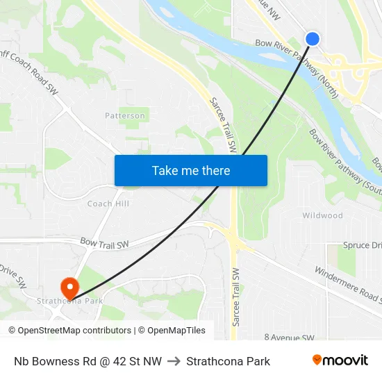 Nb Bowness Rd @ 42 St NW to Strathcona Park map