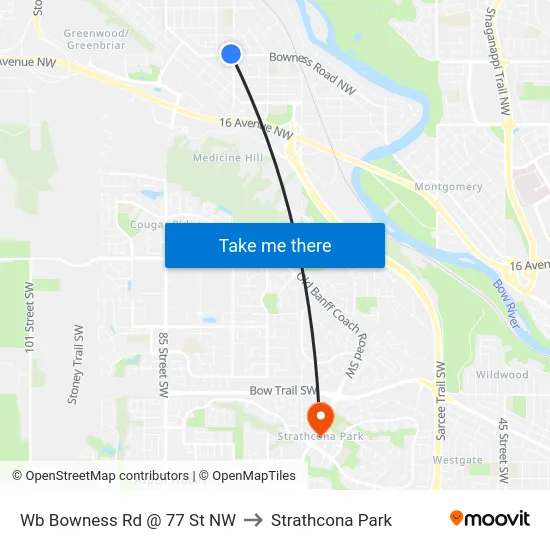 Wb Bowness  Rd @ 77 St NW to Strathcona Park map