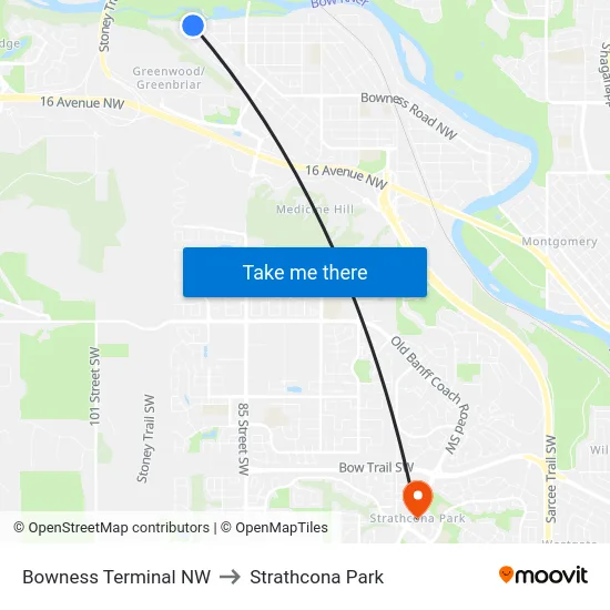 Bowness Terminal NW to Strathcona Park map
