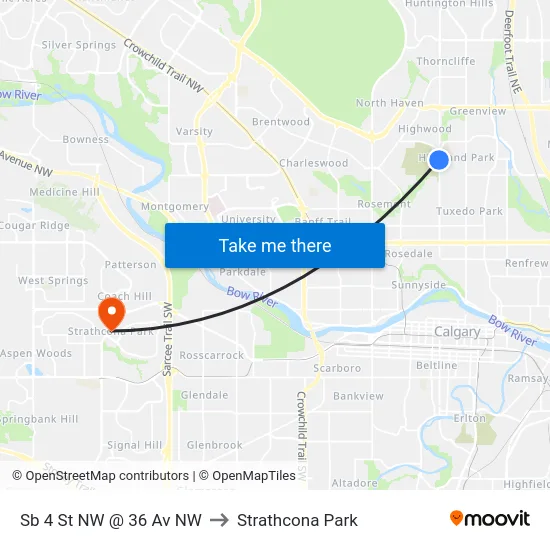 Sb 4 St NW @ 36 Av NW to Strathcona Park map