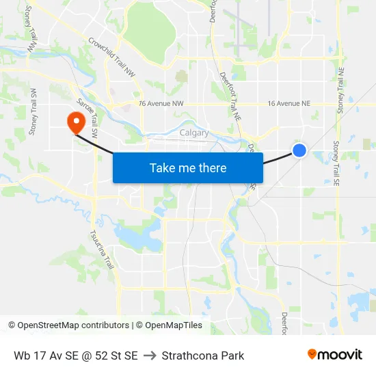 Wb 17 Av SE @ 52 St SE to Strathcona Park map