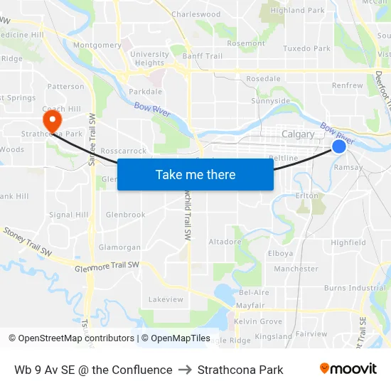 Wb 9 Av SE @ the Confluence to Strathcona Park map