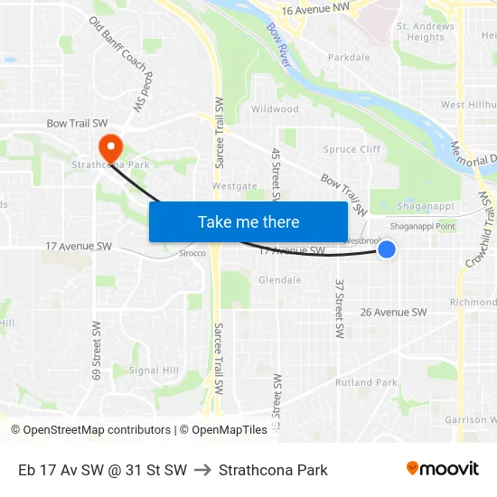 Eb 17 Av SW @ 31 St SW to Strathcona Park map