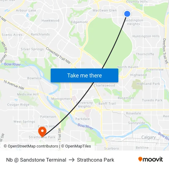 Nb @ Sandstone Terminal to Strathcona Park map