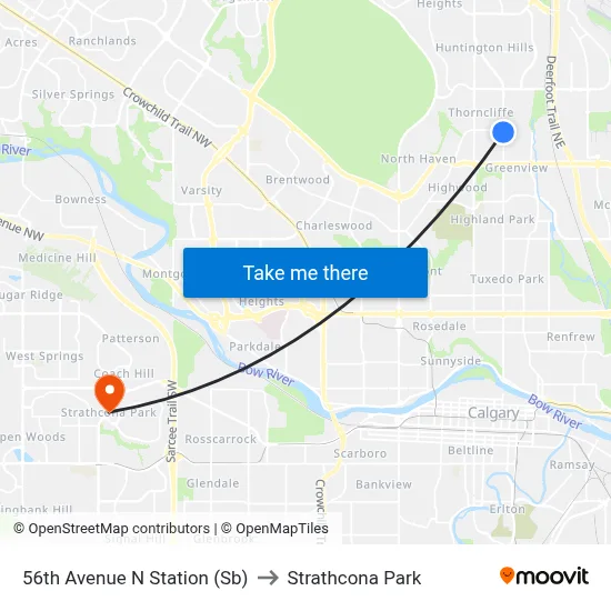 56th Avenue N Station (Sb) to Strathcona Park map