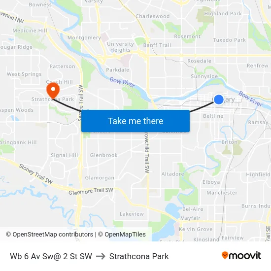 Wb 6 Av Sw@ 2 St SW to Strathcona Park map