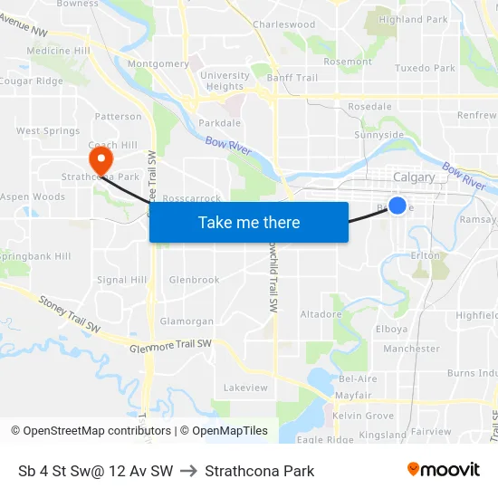 Sb 4 St Sw@ 12 Av SW to Strathcona Park map