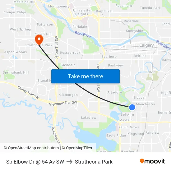 Sb Elbow Dr @ 54 Av SW to Strathcona Park map