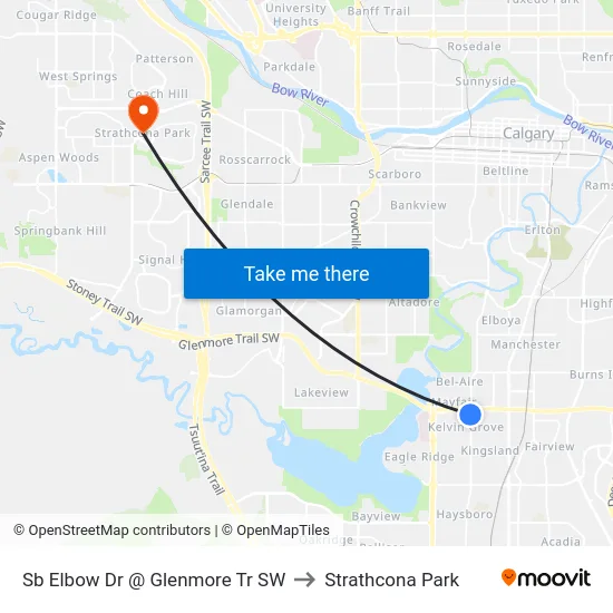Sb Elbow Dr @ Glenmore Tr SW to Strathcona Park map