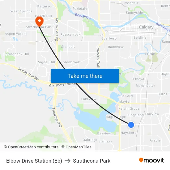 Elbow Drive Station (Eb) to Strathcona Park map