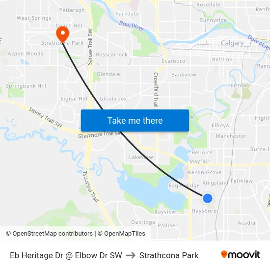 Eb Heritage Dr @ Elbow Dr SW to Strathcona Park map