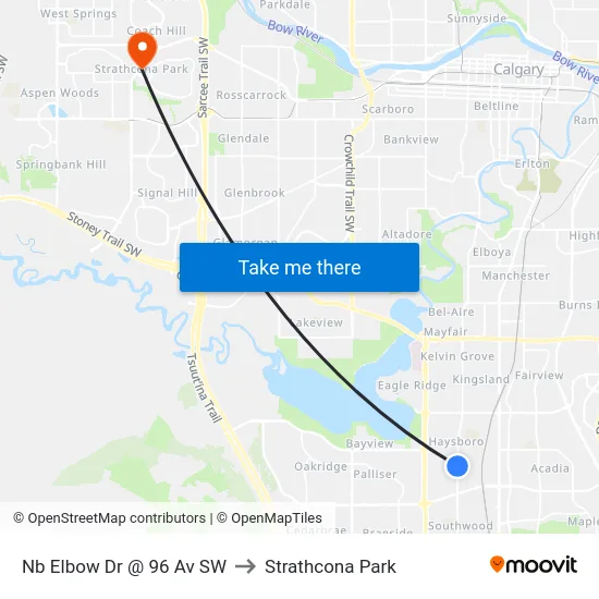 Nb Elbow Dr @ 96 Av SW to Strathcona Park map