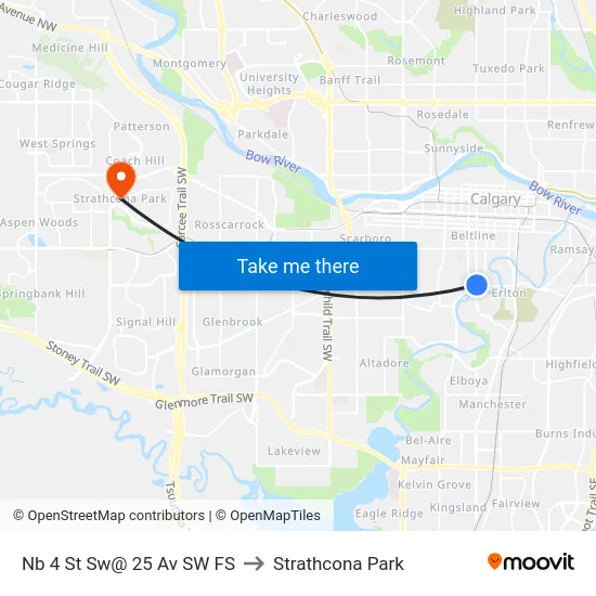 Nb 4 St Sw@ 25 Av SW FS to Strathcona Park map