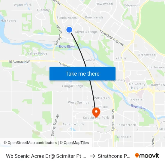 Wb Scenic Acres Dr@ Scimitar Pt NW to Strathcona Park map