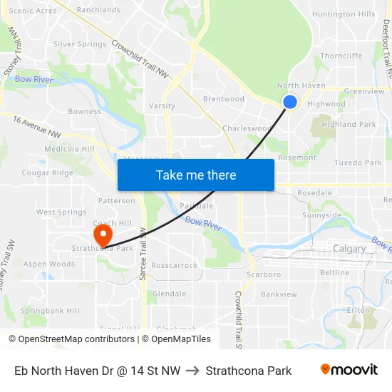Eb North Haven Dr @ 14 St NW to Strathcona Park map