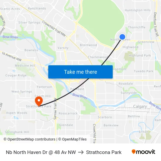 Nb North Haven Dr @ 48 Av NW to Strathcona Park map