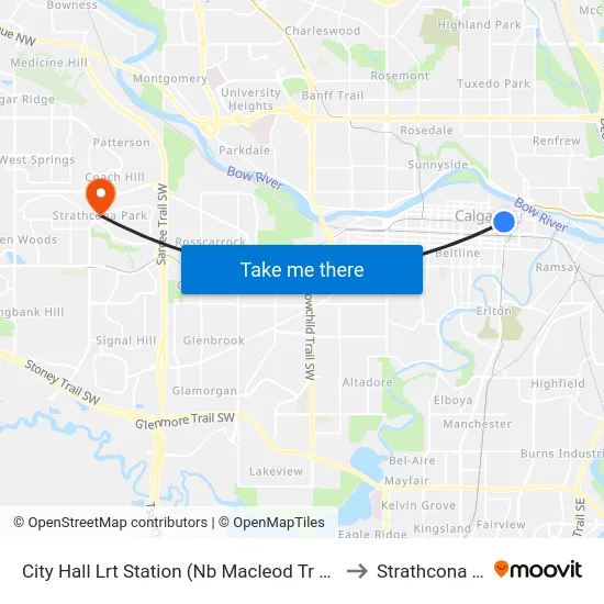 City Hall Lrt Station (Nb Macleod Tr @ 7 Av Se) to Strathcona Park map