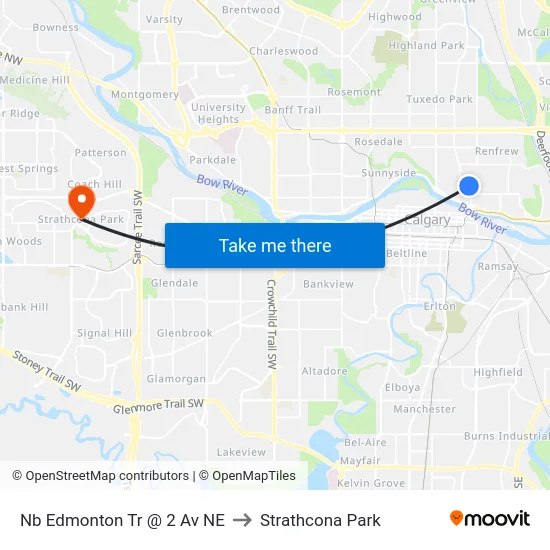 Nb Edmonton Tr @ 2 Av NE to Strathcona Park map