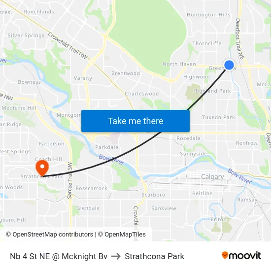 Nb 4 St NE @ Mcknight Bv to Strathcona Park map