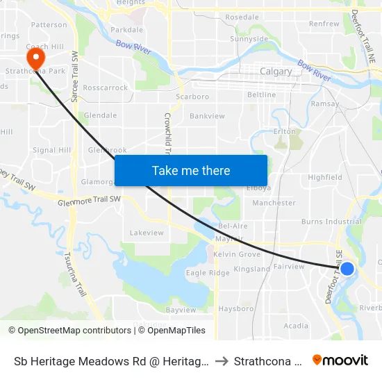 Sb Heritage Meadows Rd @ Heritage Dr SE to Strathcona Park map