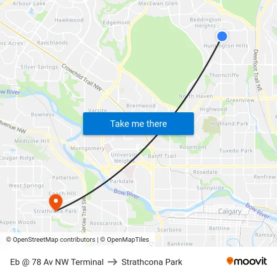 Eb @ 78 Av NW Terminal to Strathcona Park map