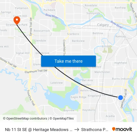 Nb 11 St SE @ Heritage Meadows Wy to Strathcona Park map