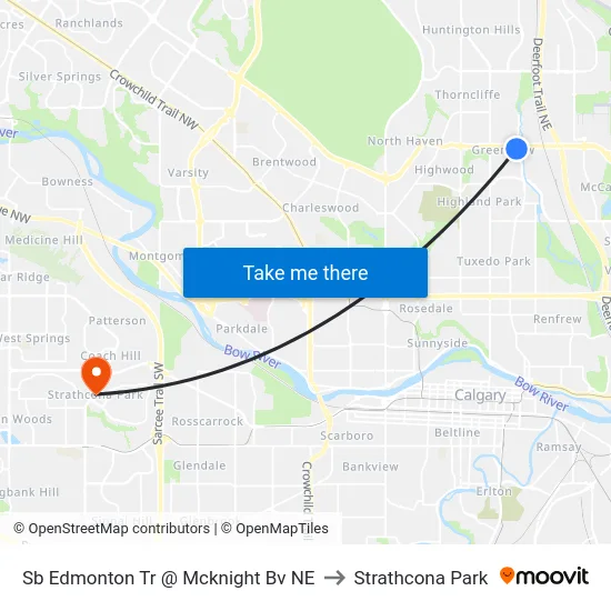 Sb Edmonton Tr @ Mcknight Bv NE to Strathcona Park map