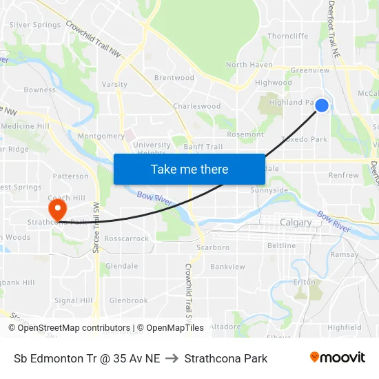 Sb Edmonton Tr @ 35 Av NE to Strathcona Park map