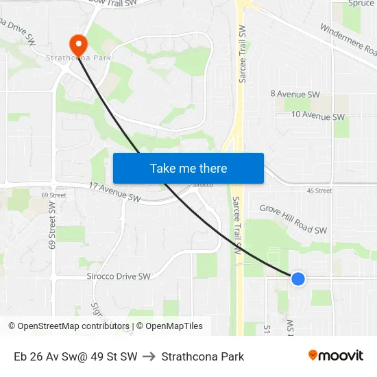 Eb 26 Av Sw@ 49 St SW to Strathcona Park map
