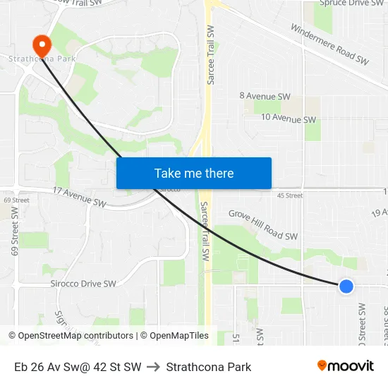 Eb 26 Av Sw@ 42 St SW to Strathcona Park map