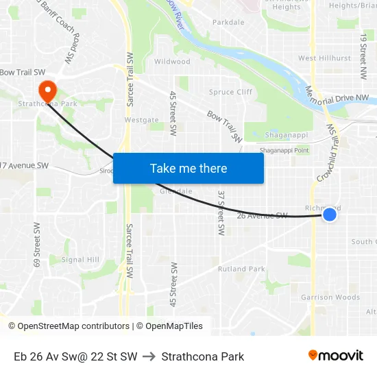 Eb 26 Av Sw@ 22 St SW to Strathcona Park map