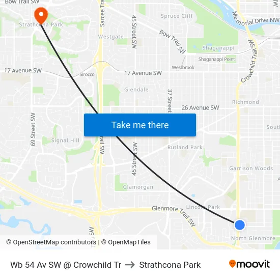 Wb 54 Av SW @ Crowchild Tr to Strathcona Park map