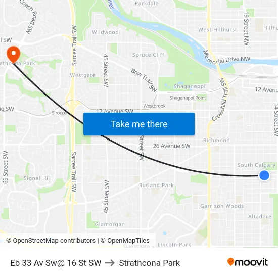 Eb 33 Av Sw@ 16 St SW to Strathcona Park map