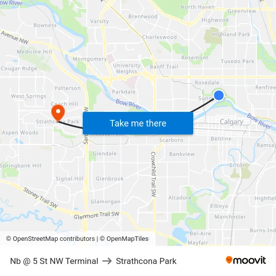 Nb @ 5 St NW Terminal to Strathcona Park map