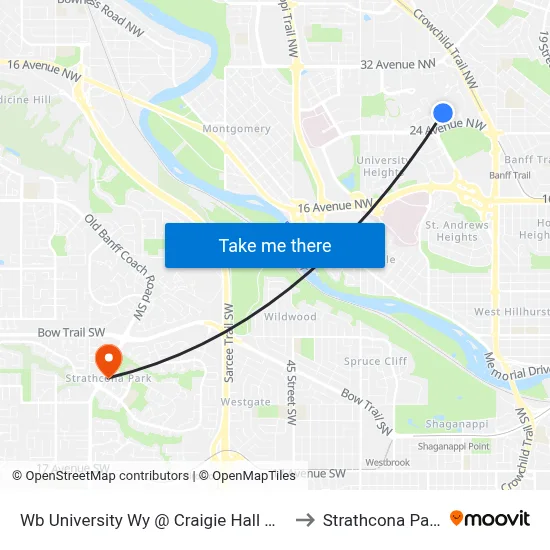Wb University Wy @ Craigie Hall NW to Strathcona Park map