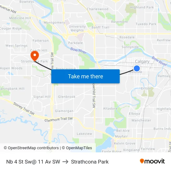 Nb 4 St Sw@ 11 Av SW to Strathcona Park map