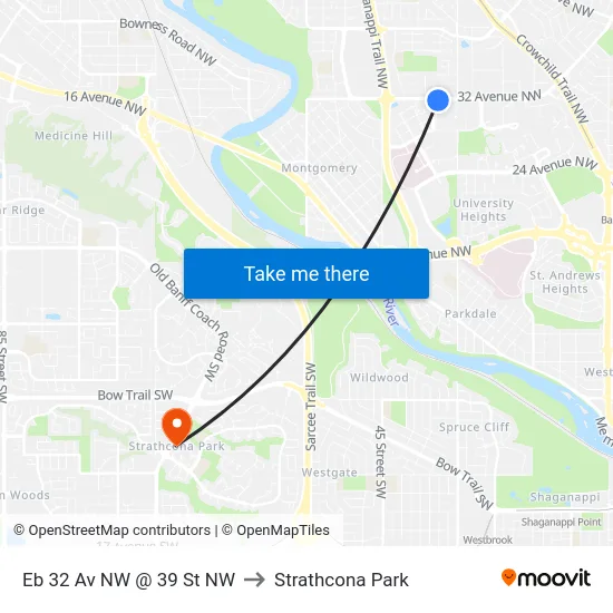 Eb 32 Av NW @ 39 St NW to Strathcona Park map