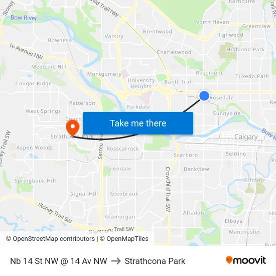 Nb 14 St NW @ 14 Av NW to Strathcona Park map