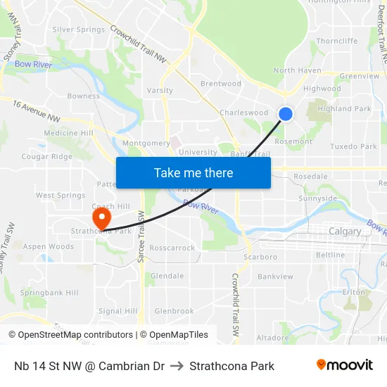 Nb 14 St NW @ Cambrian Dr to Strathcona Park map