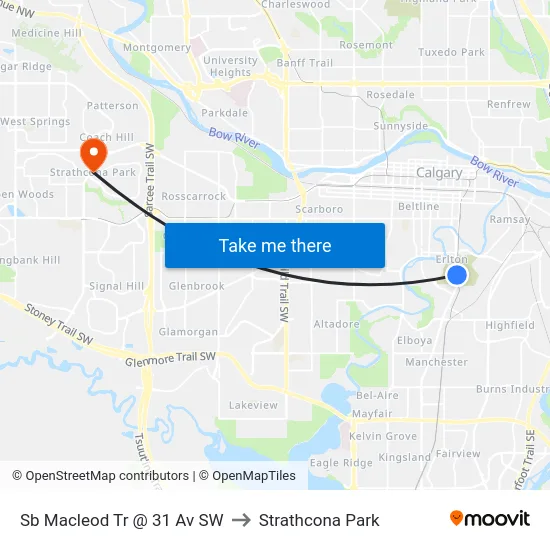 Sb Macleod Tr @ 31 Av SW to Strathcona Park map
