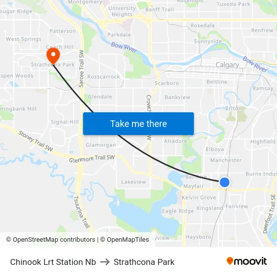 Chinook Lrt Station Nb to Strathcona Park map