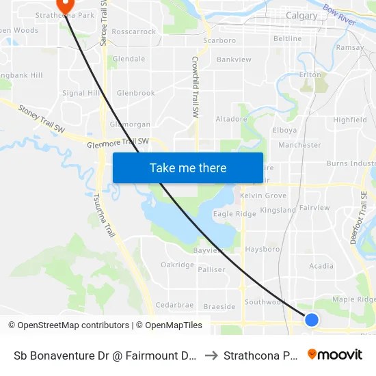 Sb Bonaventure Dr @ Fairmount Dr SE to Strathcona Park map