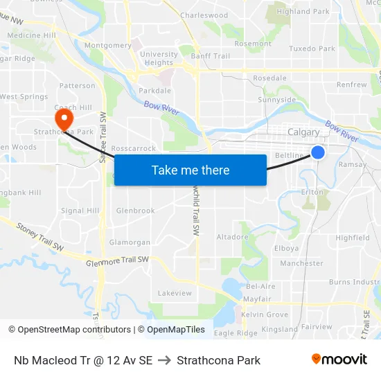 Nb Macleod Tr @ 12 Av SE to Strathcona Park map