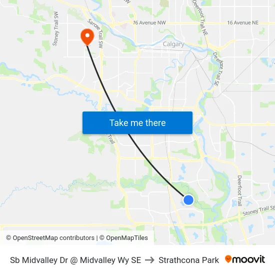 Sb Midvalley Dr @ Midvalley Wy SE to Strathcona Park map