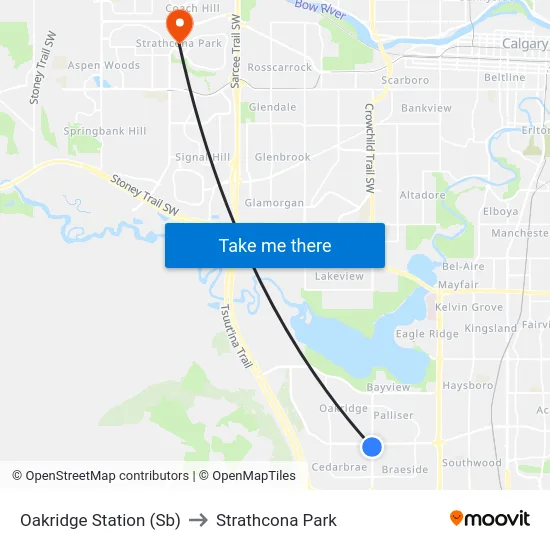 Oakridge Station (Sb) to Strathcona Park map