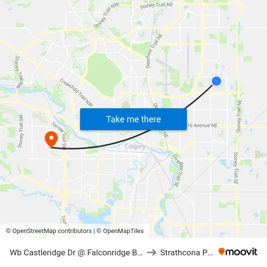 Wb Castleridge Dr @ Falconridge Bv NE to Strathcona Park map