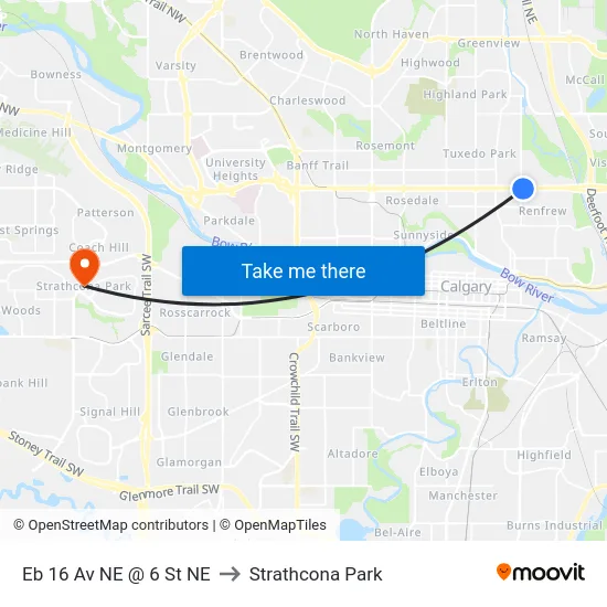Eb 16 Av NE @ 6 St NE to Strathcona Park map