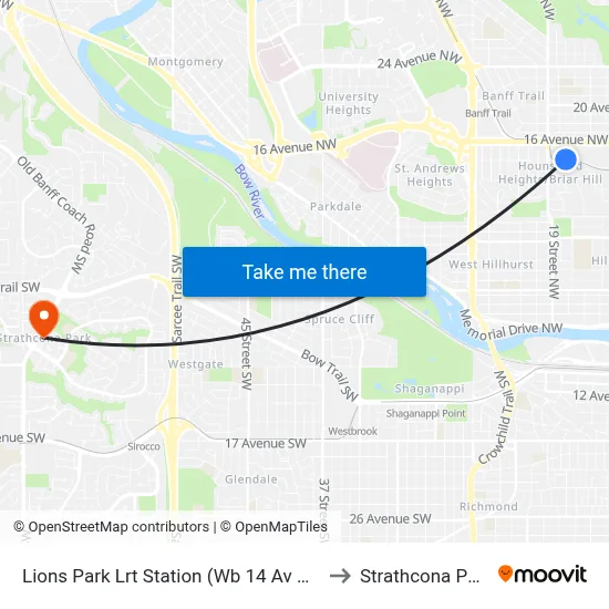 Lions Park Lrt Station (Wb 14 Av Nw) to Strathcona Park map
